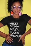 NIKKI, SONIA, MAYA, LUCILLE, NTOZAKE Short-Sleeve Black Unisex T-Shirt